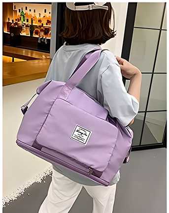 Nylon 22 Cms Travel Duffle (Foldable Travel Duffle lavender)
